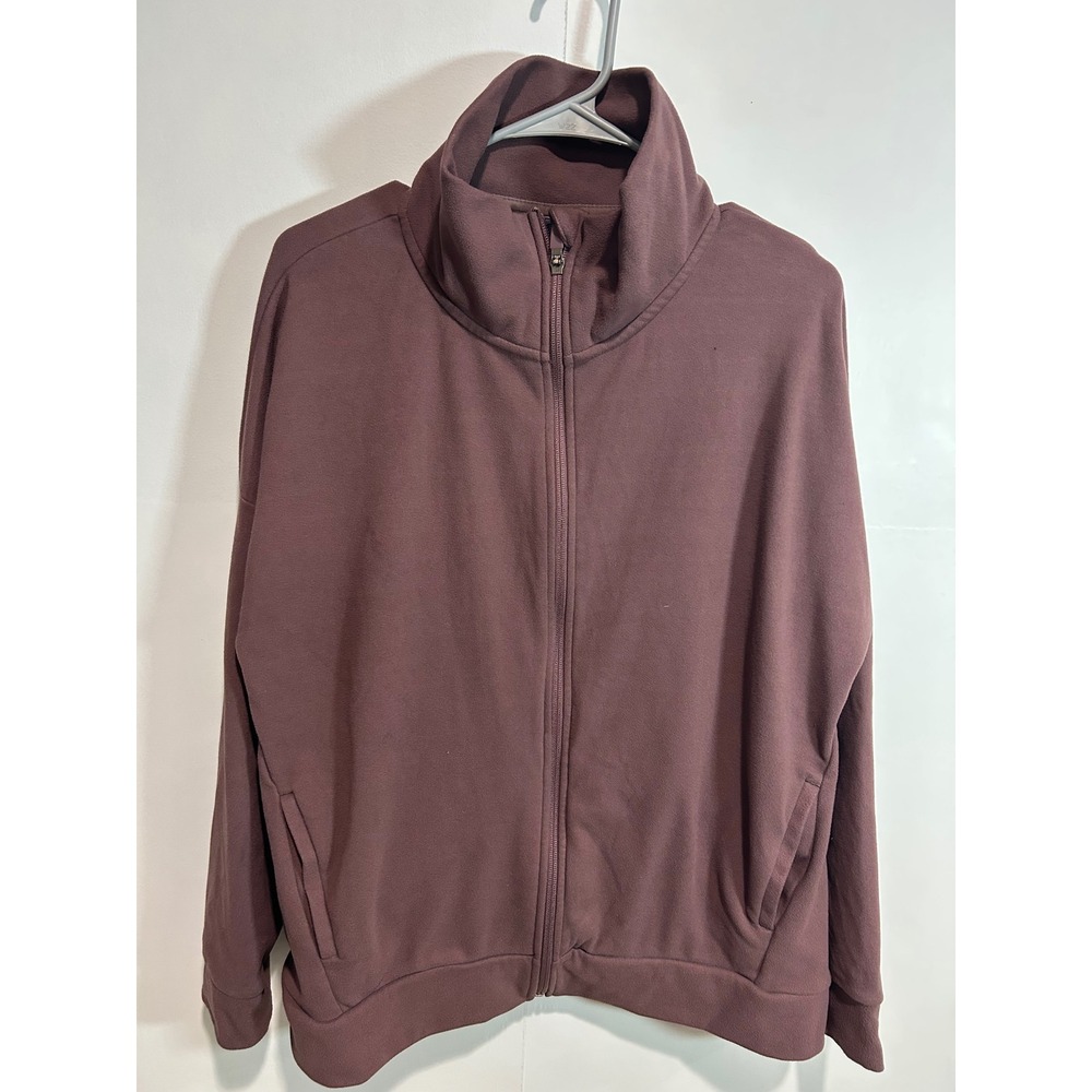 Mondetta Jacket Women XL Brown Full Zip Mock Neck Fleece Athleisure Stretch